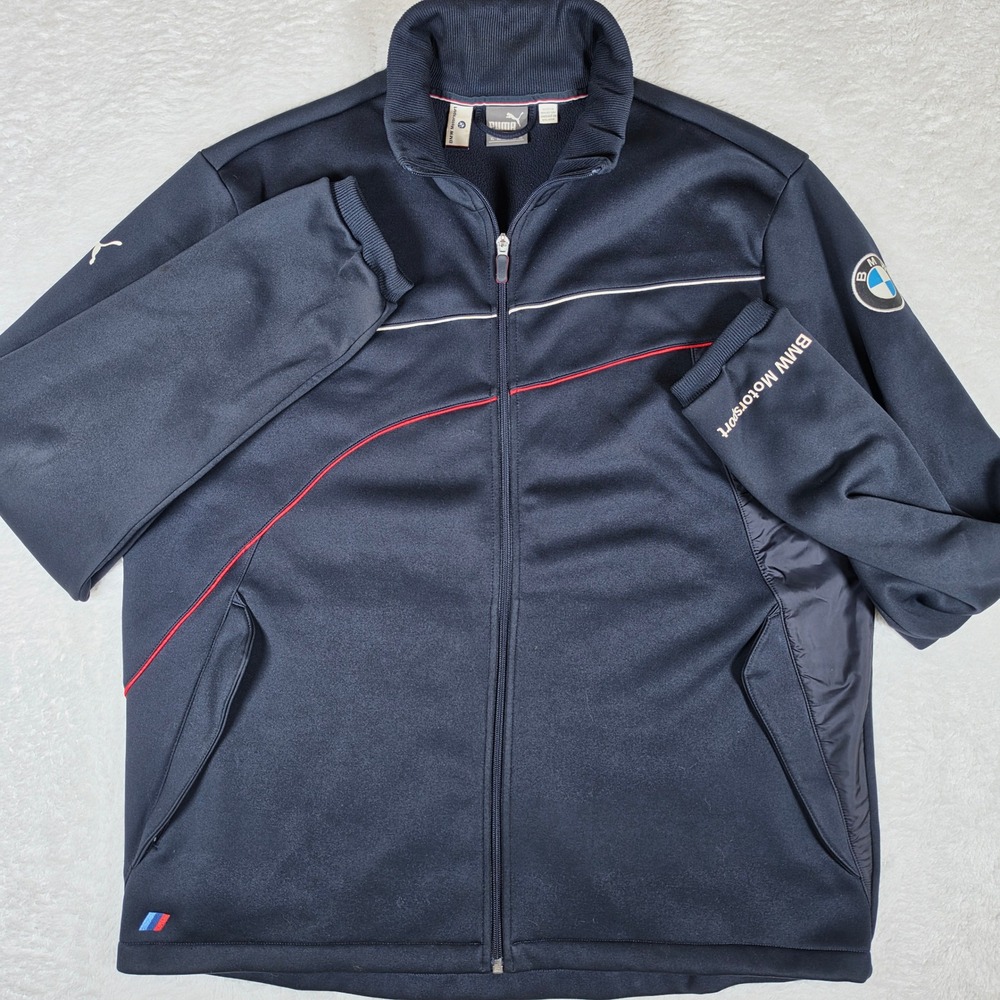 Puma BMW Motorsport Track Jacket Mens XL Navy Blue L/S Full Zip 761356